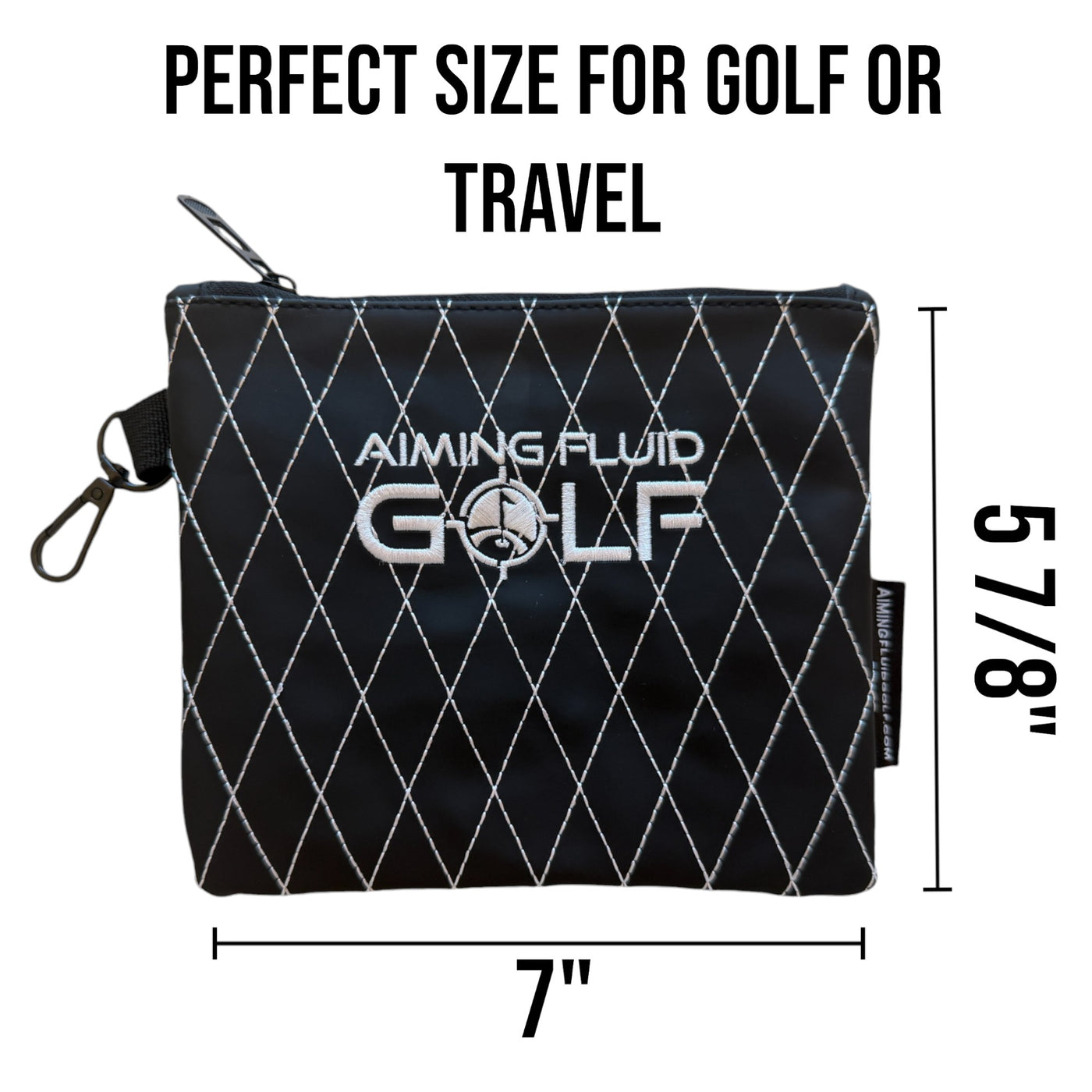 Premium Leather Golf Utility Pouch with Zippered Closure – Luxury Valuables Bag with Diamond Stitching, 360-Degree Metal Clip, and Soft Interior Lining