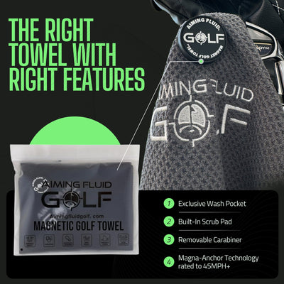 Multi-Function Magnetic Golf Towel with Wash Pocket, Magna-Anchor Technology, Waffle Pattern, Ball Scrubber – Perfect Golf Gift for Men & Women (16" x 24" Stubby)